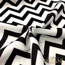 Siyah Beyaz Zigzag Döşemelik Kumaş