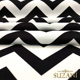 Siyah Beyaz Zigzag Döşemelik Kumaş