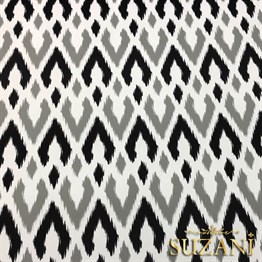 Siyah Gri Baklava İkat Kumaş