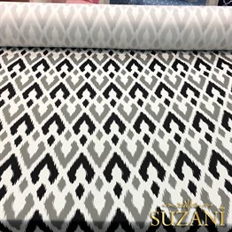 Siyah Gri Baklava İkat Kumaş