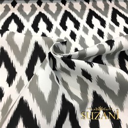 Siyah Gri Baklava İkat Kumaş