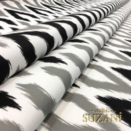 Siyah Gri Baklava İkat Kumaş