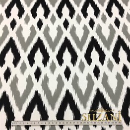 Siyah Gri Baklava İkat Kumaş
