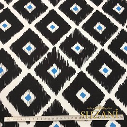 Siyah Mavi Baklava İkat Kumaş