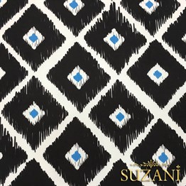 Siyah Mavi Baklava İkat Kumaş