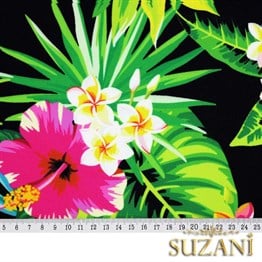 Siyah Üzeri Ananas Desenli Kumaş