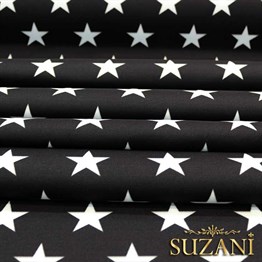 Siyah Üzeri Beyaz Düz Yıldızlı Kumaş 
