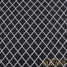 Siyah Üzeri Beyaz Moroccan Desenli Kumaş
