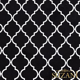 Siyah Üzeri Beyaz Moroccan Desenli Kumaş