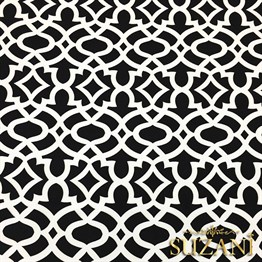 Siyah Üzeri Beyaz Ottoman Desenli Kumaş