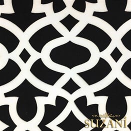 Siyah Üzeri Beyaz Ottoman Desenli Kumaş