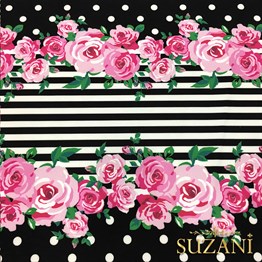 Siyah Zemin Güllü Kumaş