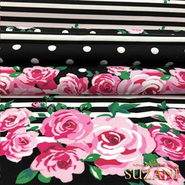 Siyah Zemin Güllü Kumaş