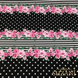 Siyah Zemin Güllü Kumaş