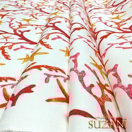 Suluboya Efektli Mercan Dalları Desenli Kumaş