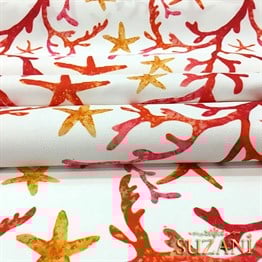 Suluboya Efektli Mercan Dalları Desenli Kumaş