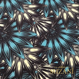 Turkuaz Egzotik Çiçekli Kumaş