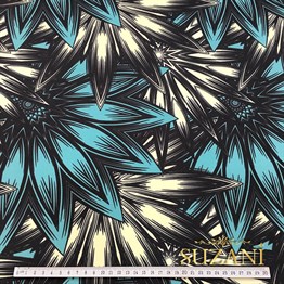 Turkuaz Egzotik Çiçekli Kumaş