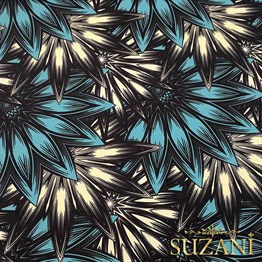 Turkuaz Egzotik Çiçekli Kumaş