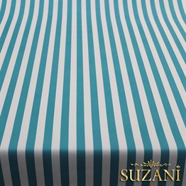 Turkuaz İnce Çizgili Kumaş