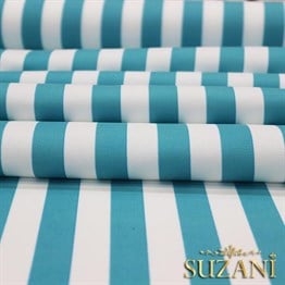Turkuaz İnce Çizgili Kumaş