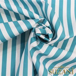 Turkuaz İnce Çizgili Kumaş