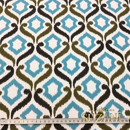 Turkuaz Kahverengi İkat Kumaş
