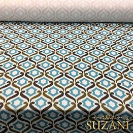 Turkuaz Kahverengi İkat Kumaş