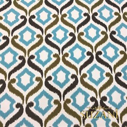 Turkuaz Kahverengi İkat Kumaş