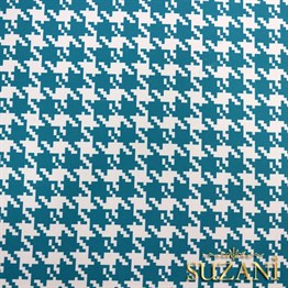 Turkuaz Kazayağı Desenli Kumaş