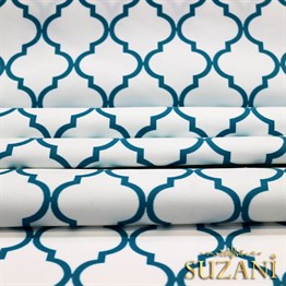 Turkuaz Moroccan Desenli Kumaş