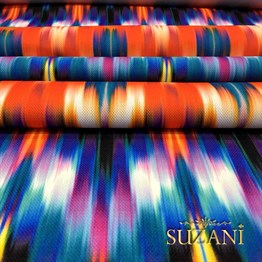 Turuncu Mavi İkat Kumaş