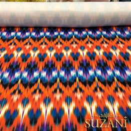 Turuncu Mavi İkat Kumaş