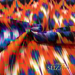 Turuncu Mavi İkat Kumaş