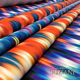 Turuncu Mavi İkat Kumaş