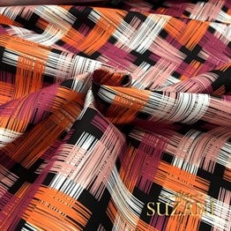 Turuncu Pembe İkat Kumaş