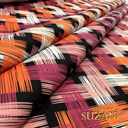 Turuncu Pembe İkat Kumaş