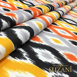 Turuncu Sarı İkat Kumaş