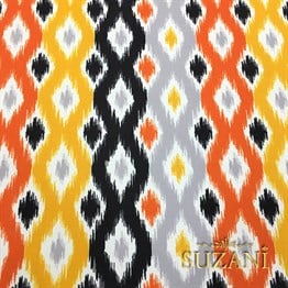 Turuncu Sarı İkat Kumaş