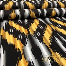 Turuncu Siyah İkat Kumaş