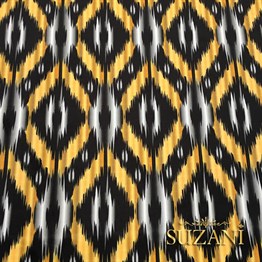 Turuncu Siyah İkat Kumaş