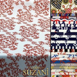 Yelpaze Mercan Dalı Desenli Kumaş