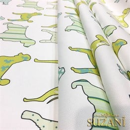 Yeşil Köpekler Desenli Kumaş