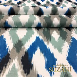 Yeşil Mavi İkat Kumaş