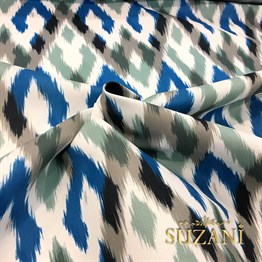 Yeşil Mavi İkat Kumaş