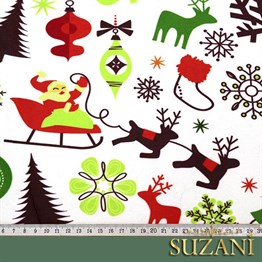 Yılbaşı Noel Baba Desenli Çocuk Kumaşı