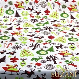 Yılbaşı Noel Baba Desenli Çocuk Kumaşı