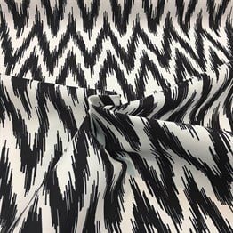 Zigzag İkat Siyah Beyaz Kumaş