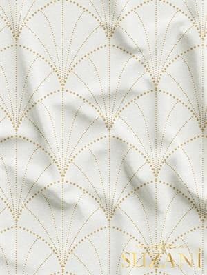 Altın Çizgili Geometrik Desenli Dijital Baskılı Kumaş