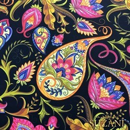 Altın Renkli Şal Desenli Kumaş